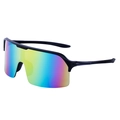 Matte black oversized sports sunglasses with iridescent rainbow gradient lens for cycling - Matte Black Multi-color (C3)