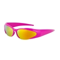 Y2K Sport-Sonnenbrille mit pinkfarbenem Rahmen und orangefarbenen Verlaufsgläsern - Rosaroter Rahmen Rote Quecksilberbeschichtung (C7)