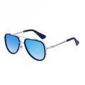 Gafas de sol aviador de metal plateado con lentes degradadas azules y doble puente - Montura Plata Azul Mate Lentes de Espejo Azules (C7)