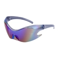 Futuristic Y2K cyber sport sunglasses with purple blue gradient flame shaped lenses - Green Mirror (C6)