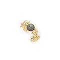 Anello a stella dorato regolabile con pietra naturale grigia tonda da donna - Stella Cava Grigio (A3563)