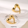 Orecchini a cuore cavo in acciaio inossidabile dorato, misura 2,6cm x 2,8cm - Stile Cuore Vuoto Snello / Oro