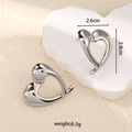 Orecchini a cuore cavo in argento lucido in acciaio inossidabile minimalista - Stile Cuore Vuoto Snello / Color Acciaio