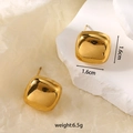 Minimalist square stainless steel stud earrings in polished gold finish 1.6cm - Minimalist Square Convex Earrings-Gold