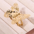 Exaggerated golden hollow butterfly ring with hammered texture in high-end stainless steel - Hollow Butterfly (A4816) / Gold