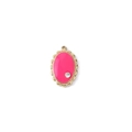 Teardrop pendant with pink enamel coating and rhinestone accent in gold finish - Rose Red