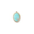 Vintage oval pendant with mint marble enamel and sparkling rhinestone in gold finish - Lake Blue