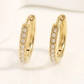 Detail of 14k gold plated hoop earrings with shimmering white zircon stones inlay - Large-Inner Diameter 10MM