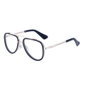 Gafas de sol de piloto retro con montura de doble puente en oro y negro para hombres - Montura Oro Negro Anti-Luz Azul (C10)