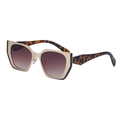 Retro cat-eye sunglasses with gold metal frames, tortoiseshell temples and gradient lenses - C2 Golden Double Tan