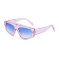 Cat-Eye-Sonnenbrille mit rosa transparentem Rahmen und blauen Verlaufsgläsern - Transparent Rosa Gold Blau Verlauf