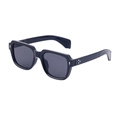Classic black square sunglasses with silver arrow metal accents and star rivets - C1 Glossy Black Full Grey