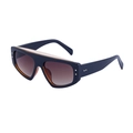 Dunkelblaue Cat-Eye-Sonnenbrille mit goldenem Metallbesatz und braunem Verlauf - Tee Gold Farbverlauf Tee