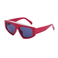 Lunettes de soleil à monture large rouge vif avec barre argentée et verres gris foncé - Grand Rouge Argent Gris