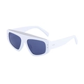 Lunettes de soleil blanches à haut plat avec verres gris et barre métallique - Blanc Argent Gris