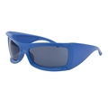 Occhiali da sole sportivi Y2K blu reale con montatura avvolgente e lenti grigio scuro - Blu (C3)