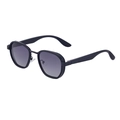 Retro polarized oval sunglasses with black matte frame and gradient purple lenses - Matte Black Gradient Grey (Polarized)