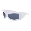 Y2K Millennium Wrap Sportsonnenbrille mit weißem Rahmen und dunkelgrauen Gläsern - Weiß (C2)