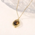 Elegant gold tiger's eye stone pendant necklace with luxury teardrop frame for women - Irregular Oval Round Natural Stone Pendant - Tiger's Eye