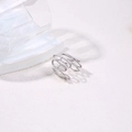 Minimalist irregular open silver ring with hollow layered design and adjustable band style - Silver Irregular Style (A3809)