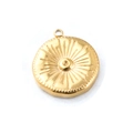 Pendente vintage in acciaio inossidabile placcato oro 18K per creazione gioielli - Stile Tondo Foglia di Loto