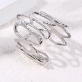 Hohlraum Blumenring aus Silber-Titanstahl mit minimalistischem Kurvenliniendesign - Wellenförmiger hohler unregelmäßiger Stil (A3809) / Silber