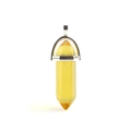 Yellow hexagonal crystal column pendant necklace with silver wire wrapped clasp - Yellow