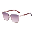 Occhiali da sole oversize oro rosa da donna con lenti sfumate viola-rosa e aste a catena - Sfumatura Viola Rosa (C3)