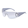 Gafas de sol Y2K sin montura de gran tamaño gris plateado con detalle de O con brillos - Plata Blanco Degradado (C8)