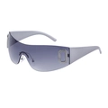 Gafas de sol Y2K sin montura con lentes degradadas moradas y patillas plateadas - Plata Gris Degradado (C3)