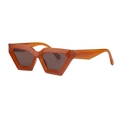 Occhiali da sole cat eye geometrici trasparenti arancioni con montatura spessa di tendenza - C7 Marrone Tè