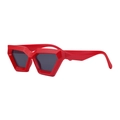 Occhiali da sole cat-eye geometrici con montatura rossa e lenti grigio scuro - C8 Rosso Grigio