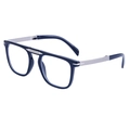 Retro square folding sunglasses with dark blue frames and silver metal temples for unisex - Shiny Black Anti-blue Light