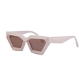 Minimalist ivory geometric sunglasses with thick polygonal frames and brown lenses - C3 Off-White Tea