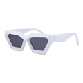 Chic white geometric chunky frame sunglasses with dark lenses for a modern look - C2 White Gray