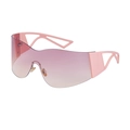 Pink frame Y2K frameless sports sunglasses with gradient pink to yellow lenses - Matte Pink Gradient Pink