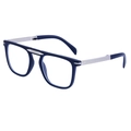 Deep blue folding square sunglasses with silver metal arrow details on the frame - Sand Black Anti-Blue Light