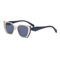 Fashion cat-eye sunglasses with gold metal frame and dark blue thick temples - Gold Frame Gray Lens