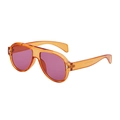 Retro oversized aviator sunglasses with orange translucent frames and purple lenses - C3 Transparent Orange with Purple Red Lenses
