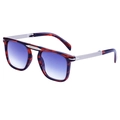 Foldable square sunglasses with tortoiseshell frames, blue gradient lenses and silver arms - Lace Striped Brown
