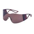 Y2K frameless shield sunglasses with brown oversized lens and hollow geometric temples - Matte Brown Brown