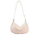 Bolso de hombo hobo media luna minimalista en color crema con correa ajustable de cuero PU - Blanco
