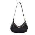 Bolso hobo minimalista de piel sintética negra con correa ajustable y hebilla dorada - Negro
