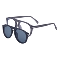 Occhiali da sole pilot magnetici con montatura blu opaco e lenti grigie scure - Grigio Trasparente Opaco (C5)
