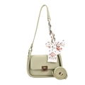 Elegante borsa a tracolla verde salvia con chiusura dorata e foulard di seta - Verde Turchese