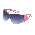 Pink Y2K frameless sports sunglasses with gradient purple lenses and cutout arms - Matte Rose Red Gradient Gray