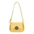 Modern bright yellow shoulder bag with gold round buckle in a minimalist design - Light Yellow