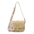 Beige Satteltasche aus Kunstleder mit Seidenschalkette und verstellbarem Gurt - Gelb