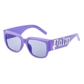 Modische lila Cat-Eye Sonnenbrille mit breitem Rahmen und metallischem Palm-Logo - Lila (C10)