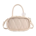 Chique beige crossbodytas met gegolfd stiksel en marmeren kraal aan de handgreep - Wit